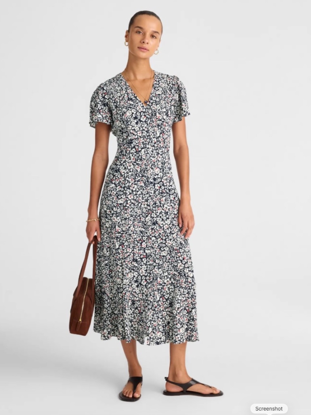Madewell Button Front, Blue and White Floral Midi Dress